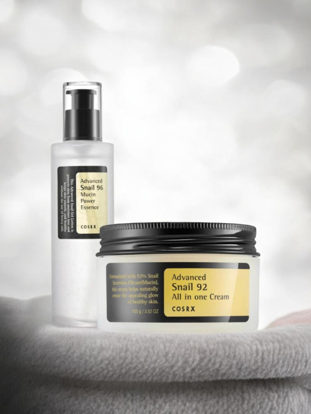 COSRX duo. Advanced Snail 96 Mucin Power Essence (100ml), Advance snail 92 All in one cream(50g).