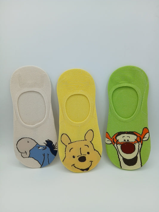 Eyore, Pooh Bear, and Tigger footie socks