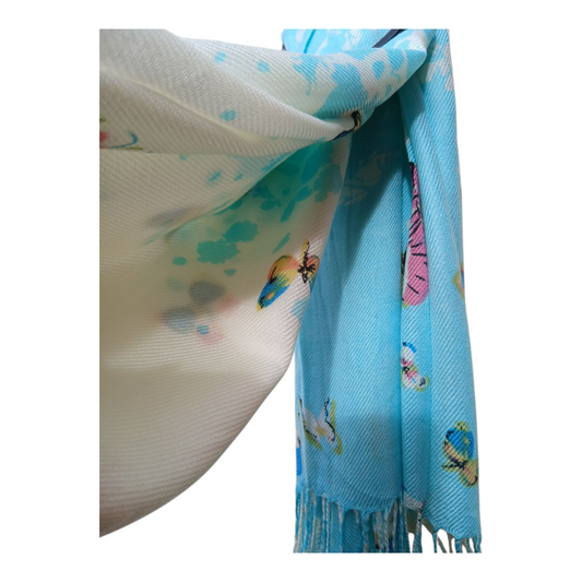 Butterfly scarf blue