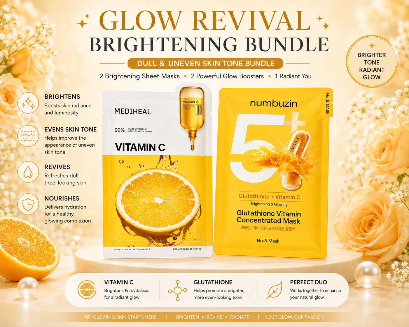 Glow Revival Brightening Bundle
For Dull & Uneven Skin Tone