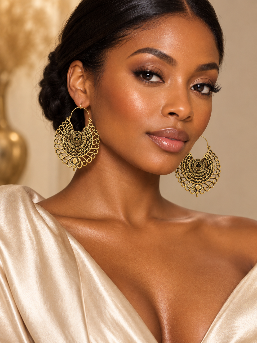 Ornate Brass Statement Earrings