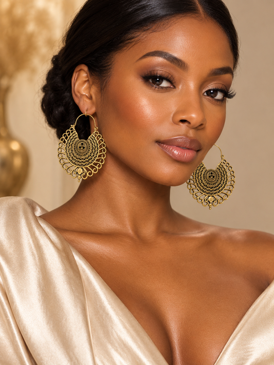 Ornate Brass Statement Earrings